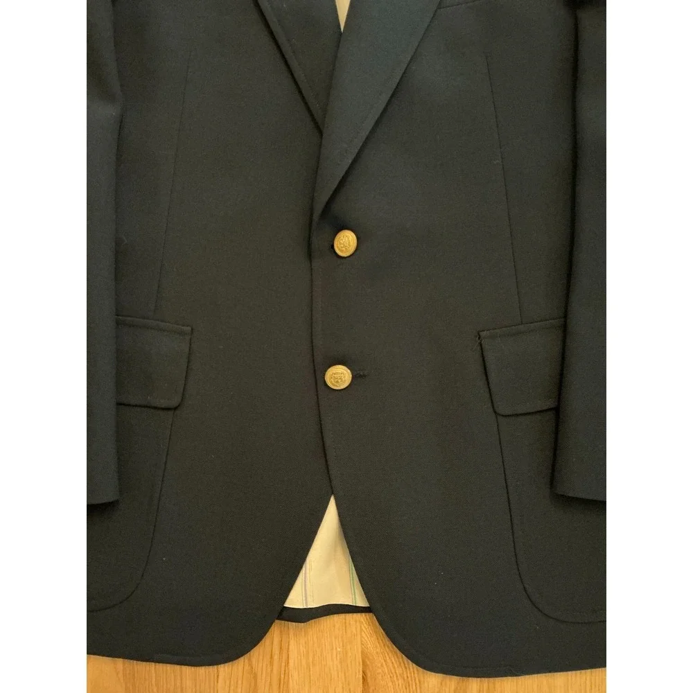 Vintage Navy Blue Sport Coat 42R • Gold Buttons •‎ Academia Ivy Prep Made in USA